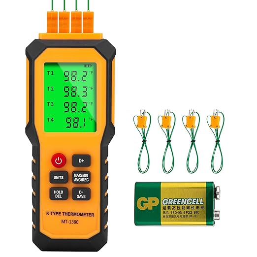 4-Channel K-Type Temperature Thermometer with LCD Backlight Measurement Range- 328℉-2501℉,YMZMeter Data Logger Comes 4 PCS Thermocouple Probe Sensor -104℉-752 ℉ 9V Battery Included.