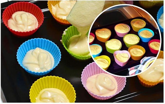 Reusable Silicone Cupcake Baking Cups Silicone Baking Cups, Reusable & Non-stick Muffin Cupcake Liners for Party Halloween Christmas (Pack of 30,Multicolor,5 styles)