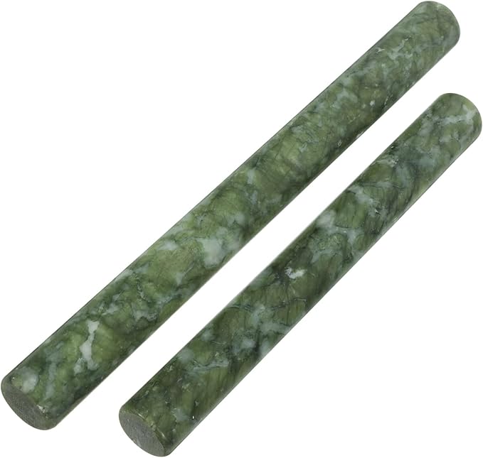 Jade Rolling Pin Non-Stick Dough Roller for Baking Natural Jade Stone with Design Perfect for Making Pizza and Dumpling Wrappers