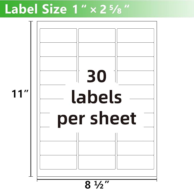 Printable Address Labels,1" x 2-5/8" Stickers for Printer,3000 Blank Label,Personalized Mailing,Return Address,Envelope,Name Tag for School,Office,Shipping & Home Use