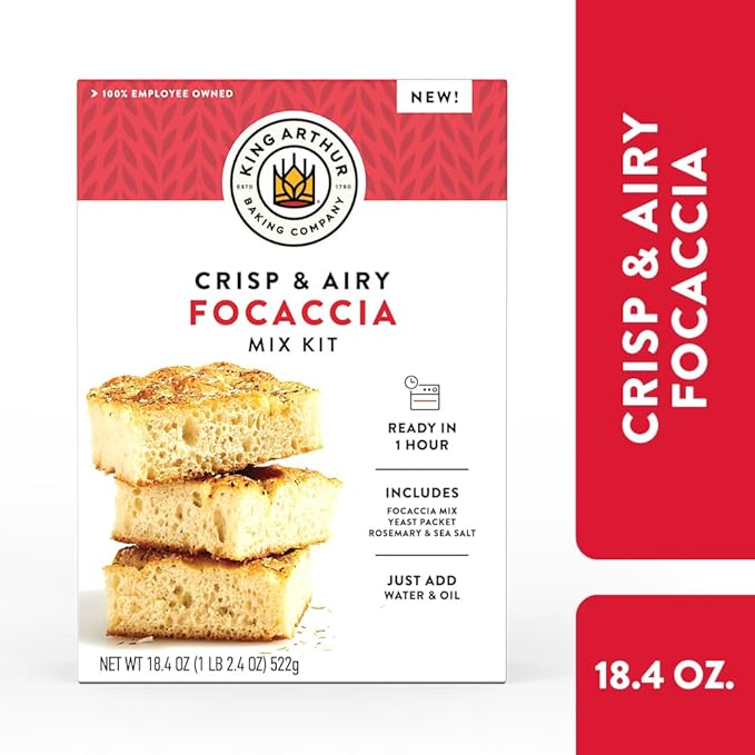 King Arthur Baking Company Crisp & Airy Focaccia Mix Kit 18.4 oz., Baking Mix - Ready in 1 hour (Pack of 2)
