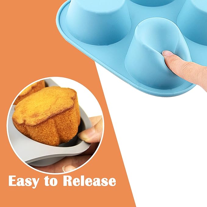 6 Cups Silicone Mini Muffin Pan Set, Nonstick Mini Cupcake Pans, 2pcs BPA Free Small Muffin Tin for Baking