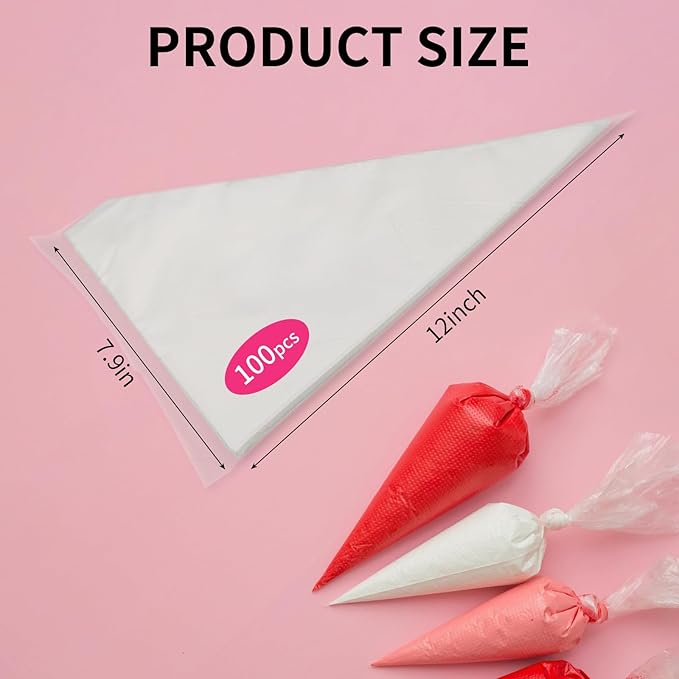 Thick Disposable Piping Bags - Durable and Versatile Pastry Bags for Dessert & Candy Decorating - 12In,100Pcs