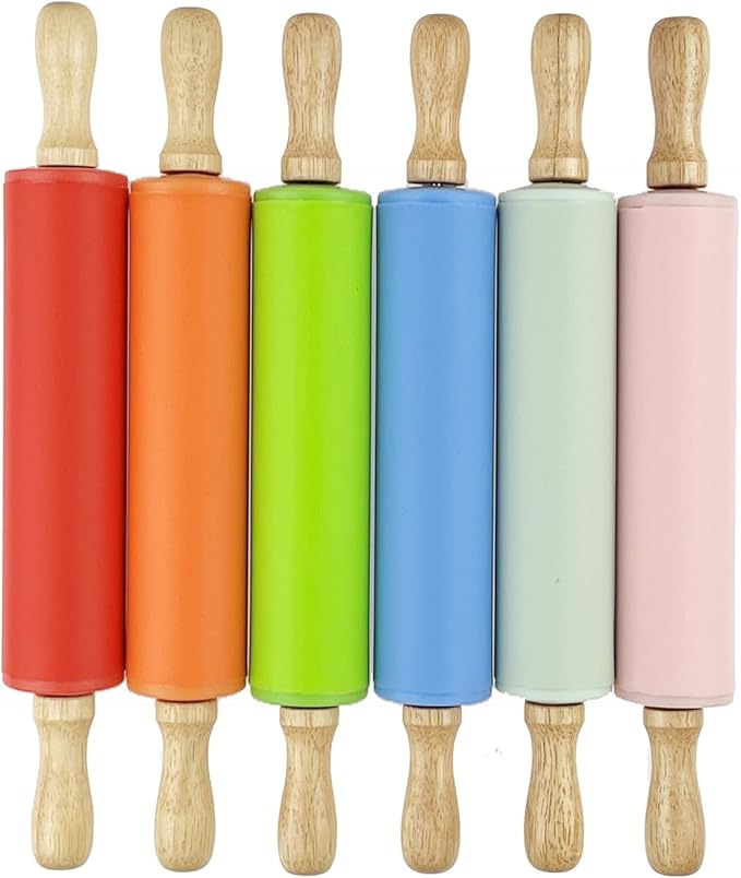 6 Pack Mini Small Rolling Pin for Kids, Kids Rolling Pin Wooden Handle (12 Inch)