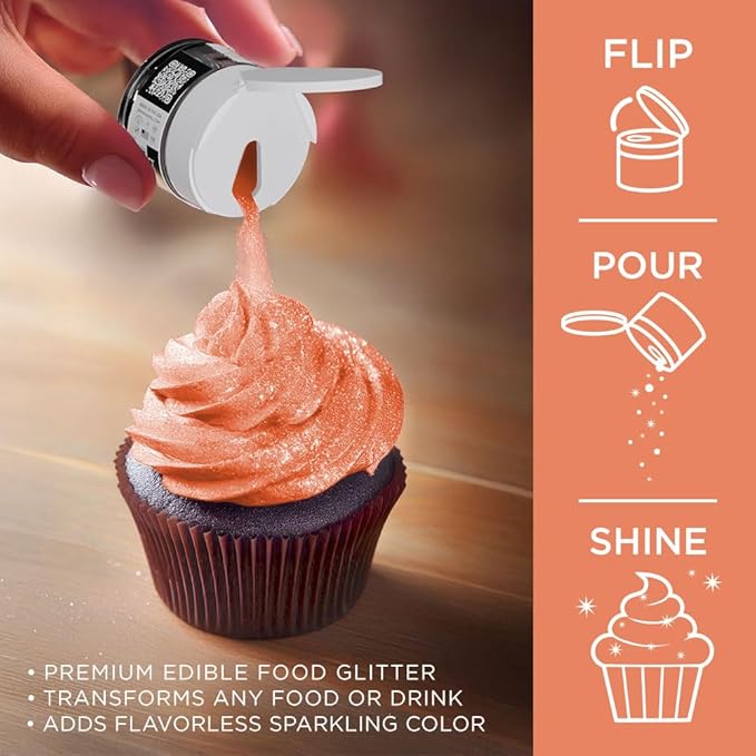 Bakell - Peach Tinker Dust (5g, 1x Jar) Edible Glitter for Food, Desserts, and Beverages!