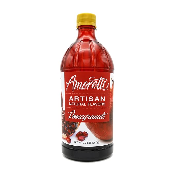 Amoretti - Natural Pomegranate Artisan Flavor Paste, 8 oz, Perfect For Ice Cream, Beverages, Cakes, and more, Preservative Free, Vegan, Gluten Free, No Artificial Sweeteners, Highly Concentrated