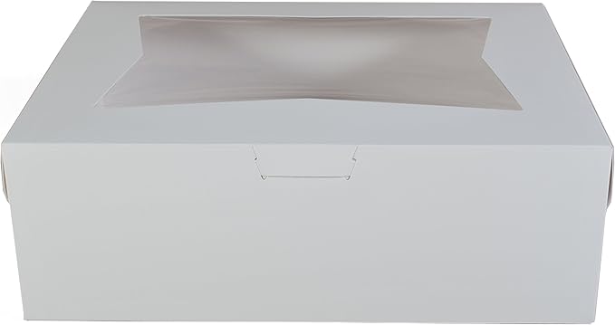 Southern Champion Tray 23143 Paperboard White Lock Corner Window Bakery Box, 19" Length x 14" Width x 6-1/2" Height (Case of 50)