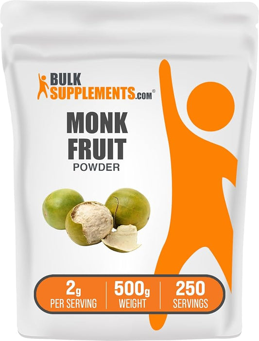 BulkSupplements.com Monk Fruit Powder - Monk Fruit Sweetener, Sugar Substitute for Baking - Pure & Gluten Free, 2g per Serving, 500g (1.1 lbs) (Pack of 1)