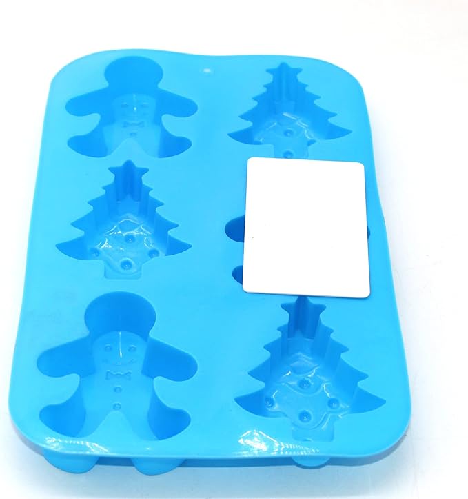 X-Haibei Gingerbread Man & Christmas Tree Silicone Mold for Soap, Crayons, Cookies, Chocolate - Large Cavity DIY Craft & Baking Mold for Holiday Projects