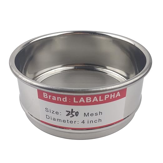 LABALPHA 250 Mesh Lab Sieves, Test Sieve #250 Mesh, 4'' Diameter, 304 Stainless Steel Wire Cloth (0.063mm)