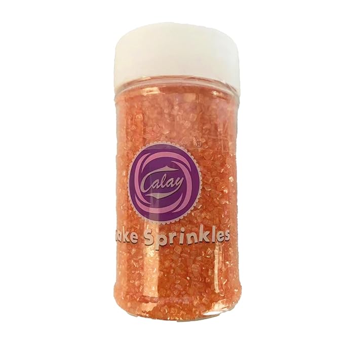Sentovac Orange Sanding Sugar for Baking Edible Sparkling Sugar Sprinkles Coarse Sugar Crystals for Baking Topping Cake Cookie Cupcake Topper Ice Cream Decoration Supplies 3.2 OZ
