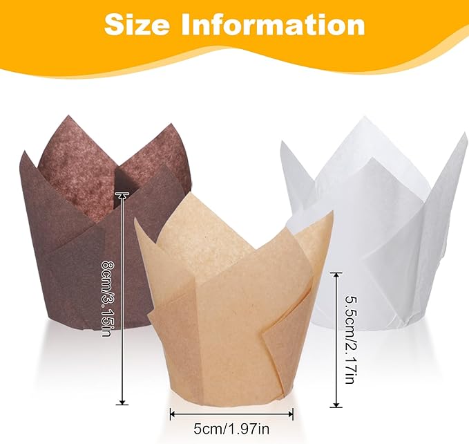 600 Pcs Tulip Cupcake Liners Greaseproof Paper Tulip Muffin Liners Baking Cup Cupcake Wrappers Holders for Weddings Birthdays Anniversaries Banquets Party Christmas