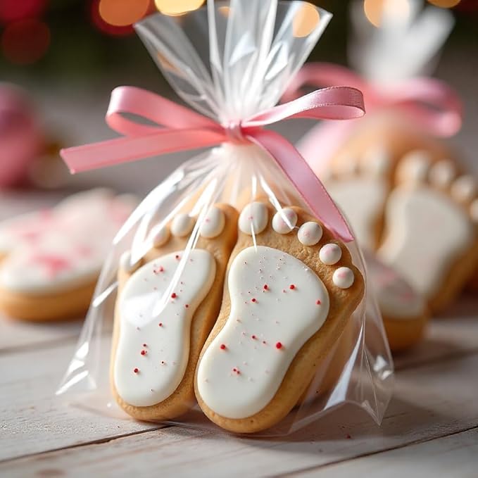 Cookie Cutter and Stencil Set Bundle Kit PYO Cookies Paint Your Own Diy Bakery Fondant Sugar Happy Birthday Wedding Baby Candle Kids Painting Coloring Pages Comb (Baby Foot Print)