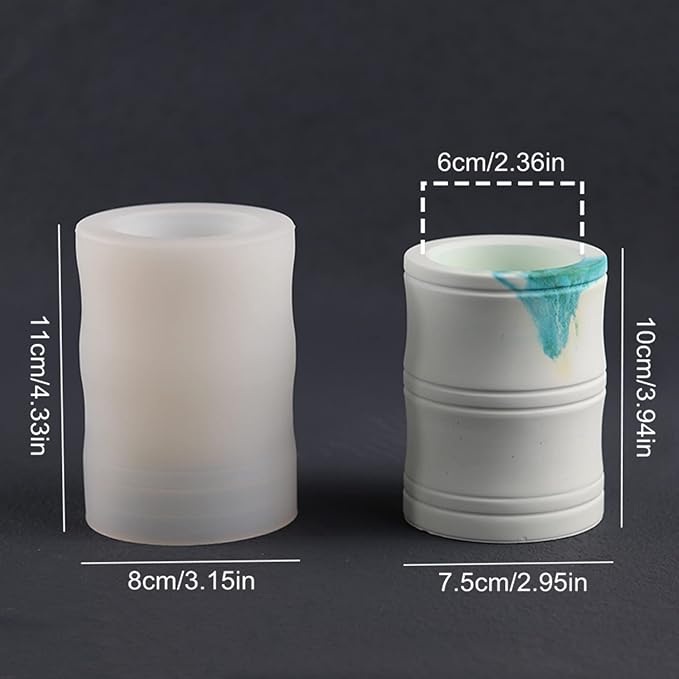 Bamboo Shaped Vase Plaster Concrete Flower Pot Silicone Mold Pen Holder Candle Jar Mould Succulent Planter Cement Clay Mold