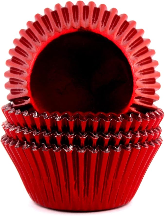 Eoonfirst Foil Cupcake Liners Standard Baking Cups 100 Pcs (Red)