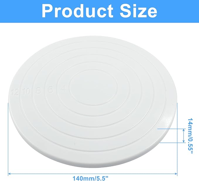 2 Pcs Cake Decorating Turntable - 5.5 Inch Revolving Cake Stand - Cookie Decorating Swivel Stand for Kitchen Cake Baking - White
