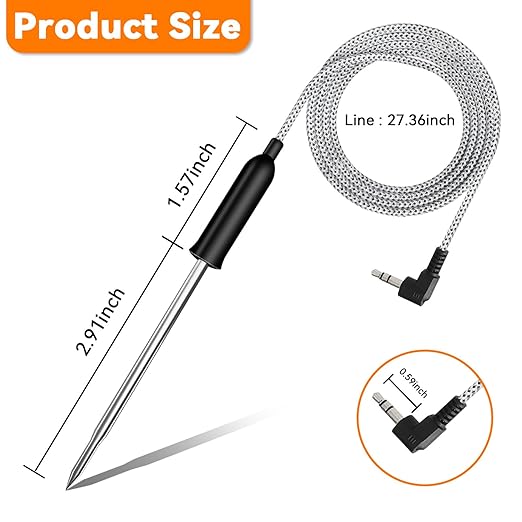 Semaiki Smart Thermometer Probe for Ninja FG550/FG551 XL, IG651 Foodi XL, LG450CCO, BG550, EG351, LG550CO - Replacement Stainless Steel Meat Probe for Indoor Grill