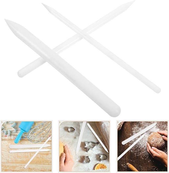 HEMOTON 3PCS Fondant Modeling Tools Fondant Cake Decorating Tools Plastic Fondant Carving Sculpting Pen Gum Paste for Cake Decorating Icing Smoother Rolling Pin