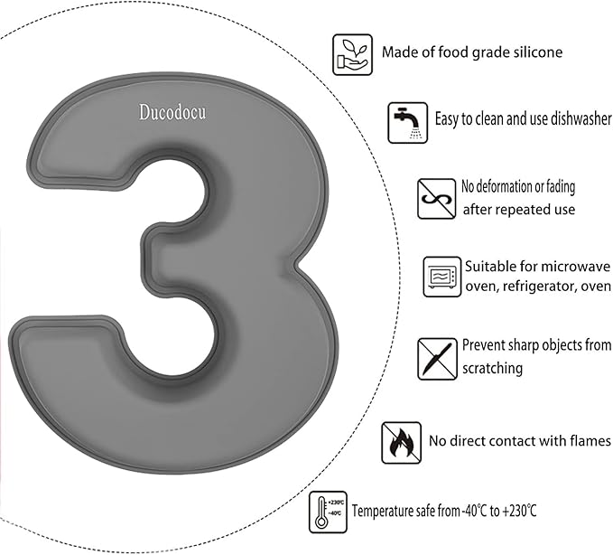 Ducodocu Silicone Number Cake Pan Large 3D Number Cake Mold Baking Forms Novel Cake Tins DIY Baking Mold for 3/30th Birthday Wedding Anniversary 10 inch Number of 3&0, 2 Pack