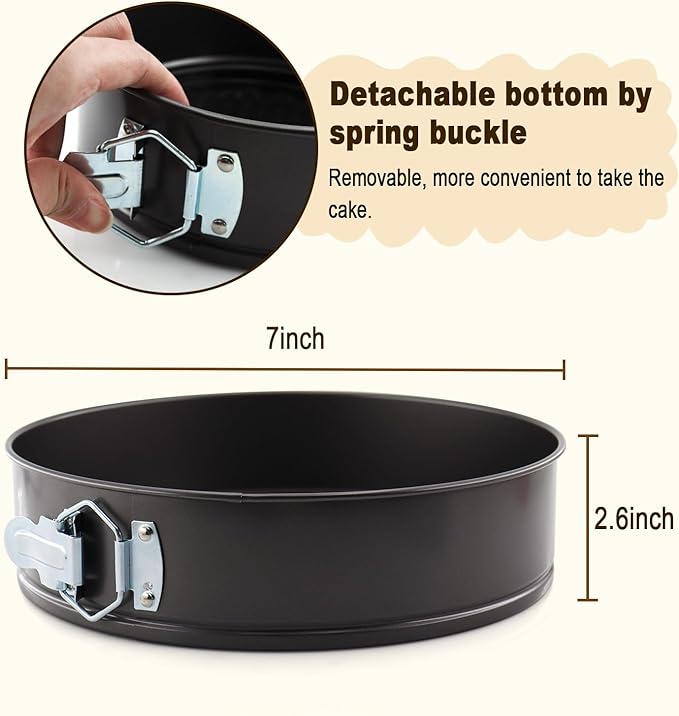 7 Inch Premium Non-stick Springform Pan, Leakproof Round Cheesecake Pan with Removable Bottom, Spring Form for Baking (Black)