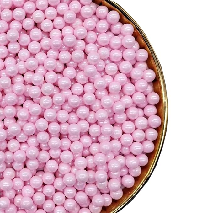Pink Sprinkles Edible Pearls,Cake Sprinkles 130g 4.6OZ,Cookie Sprinkles,Sugar Pearl, Edible Candy Pearls for Cake Cupcake Decorationg (7mm-pink)