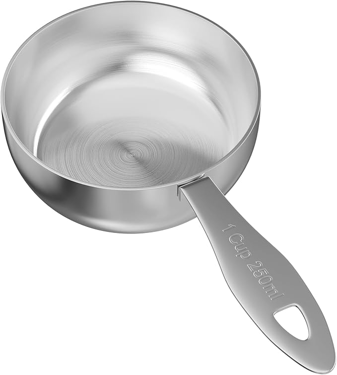 1PCS 1Cup(250ml) Stainless Steel Measuring Cup, Heavy-duty Single Metal Scoop for Wet and Dry Ingredients, Great Kitchen Gadgets for Cooking