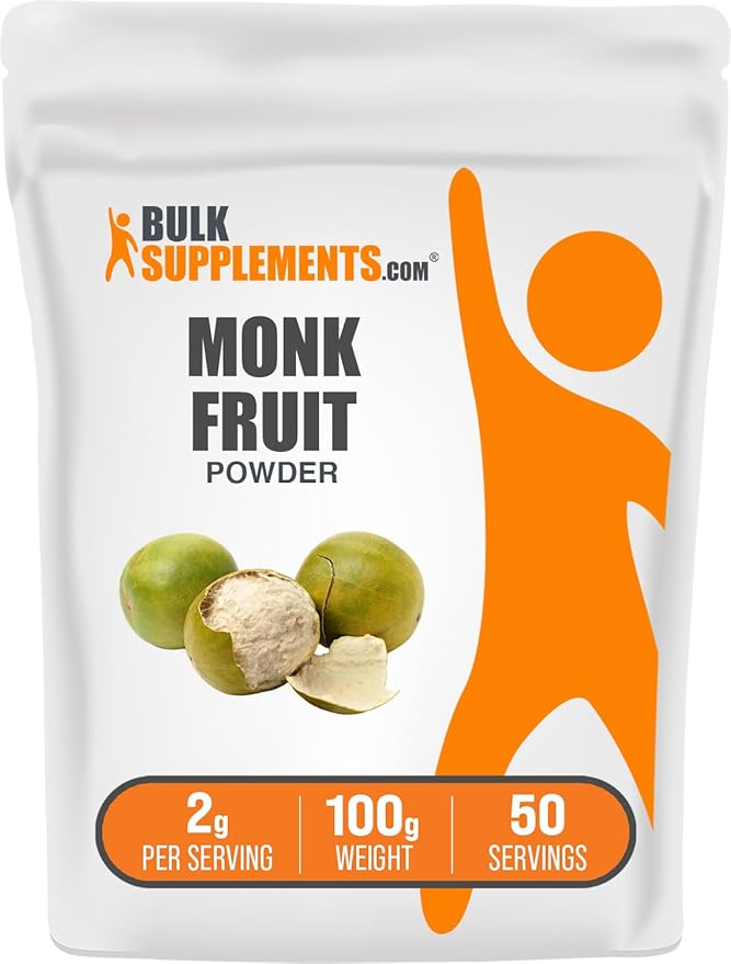BulkSupplements.com Monk Fruit Powder - Monk Fruit Sweetener, Sugar Substitute for Baking - Pure & Gluten Free, 2g per Serving, 100g (3.5 oz) (Pack of 1)