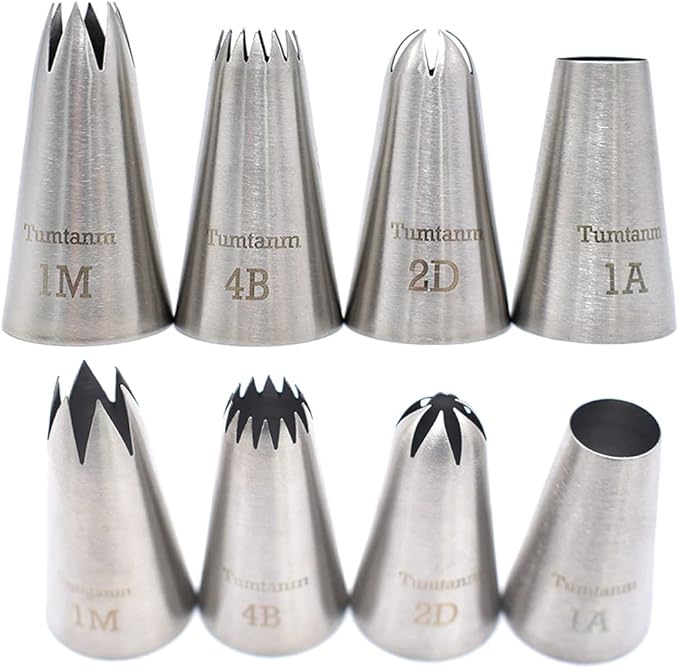 Professional Large Piping Nozzles, 4pcs Stainless Steel Seamless Icing Piping Nozzle Tip Set for Cakes, Cupcakes and Baking