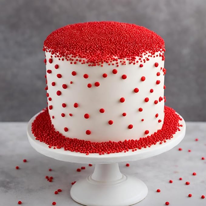 GranAroma Red Nonpareils, 1 lb, Decorative Sprinkles, Cakes & Cookies, Bakery Staple