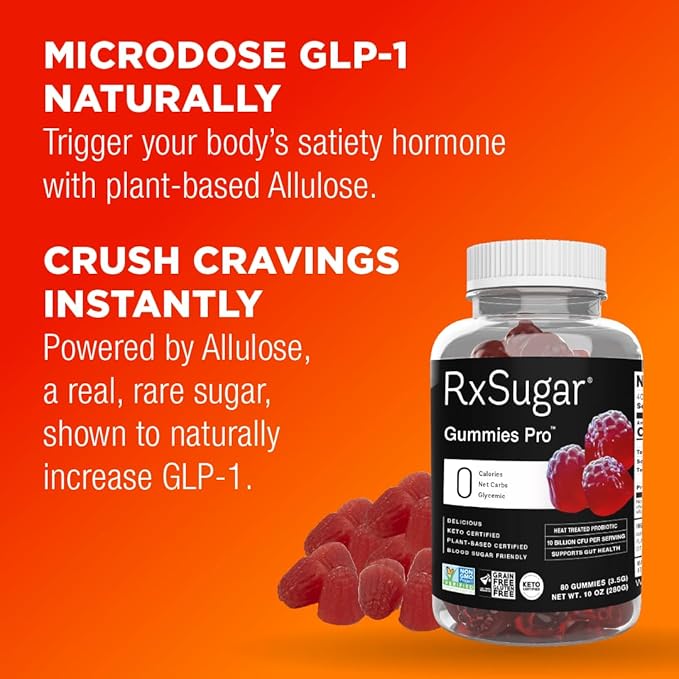 RxSugar Gummies Pro | 2 Bottles | 160 Gummies | 0 Sugar, 10 Billion CFU Probiotics | Dye-Free | Non-GMO | Gluten-Free