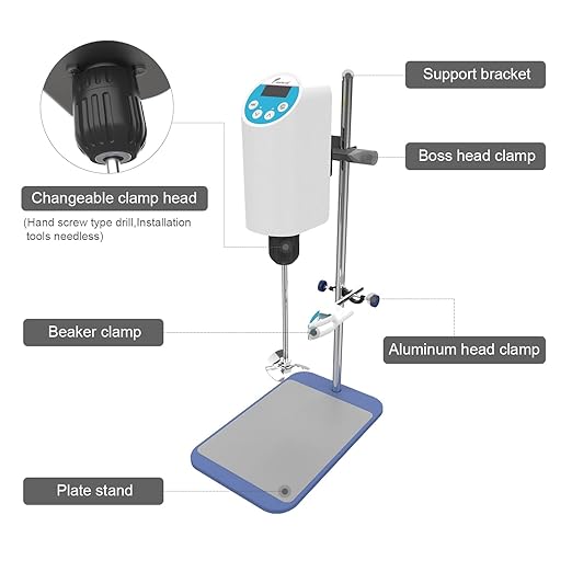 JOANLAB Digital Overhead Stirrer Mixer 10L Electric Laboratory Industrial Liquid Mixer Stirring 10,000mPa.s,100-2000RPM Adjustable
