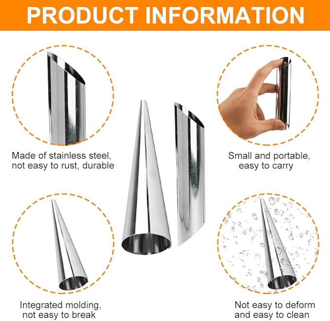 Cannoli Tubes Molds & Cream Horn Baking Set - 23-Piece Non-Stick Molds, Cone Shaped & Tube Forms for Professional & Home Bakers, DIY Desserts, Pastries, and Appetizers