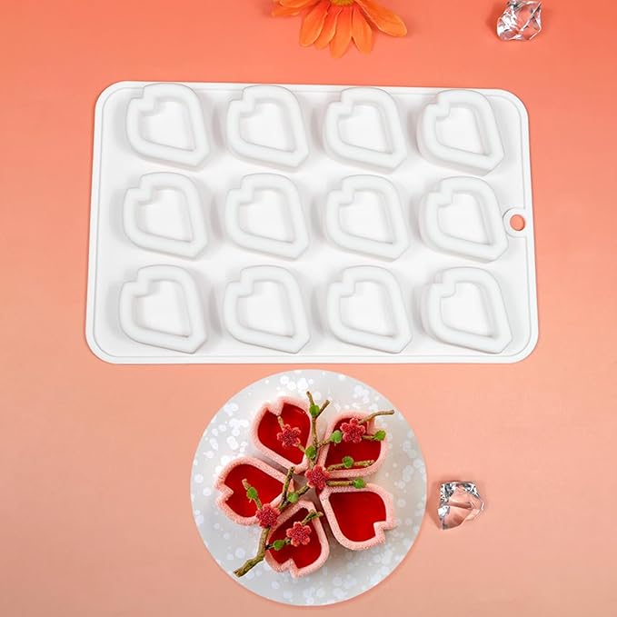mostsom Peach Blossoms 3D Silicone Mold For Baking Non-Stick Sphere Baking Mold For Mousse Cake Fondant Sugarcraft Dessert Pastry Tools (J_ Peach Blossoms)