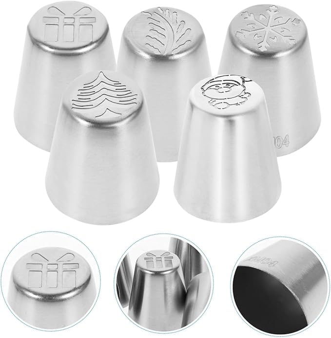 5pcs Christmas Piping Bags and Tips Set， frosting Tips Cake Decorating Kit， baking Supplies for Cookie Cupcake Baking Confectionery Tool for Home Kitchen