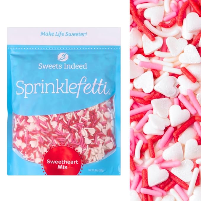 Sweets Indeed Sprinkles Bulk 10 ounce Edible Sprinkle Mix Perfect for Cake Decorations Baking Ice Cream Cookies Cupcake Topper (Sweatheart Jimmies)