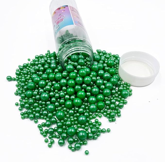 Christmas Sprinkles Pearl Sugar Green Candy 130g/ 4.6oz Baking Edible for Cake Decorations Cupcake Toppers Cookie Decorating Ice Cream Toppings Celebrations Shaker Jar Wedding Shower Party Supplies