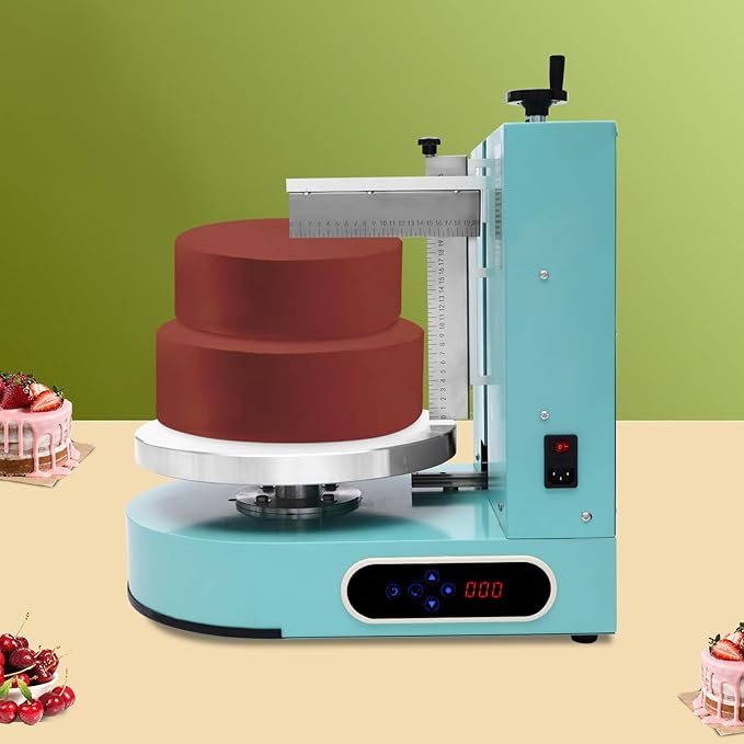 Cake Icing Machine 200W Auto Cream Spreading Machine w/LED Display, Horizontal & Vertical Spatula Adjust, Professional Cake Decorating Machine Frosting Turntable for 4-12 Inch Cakes (Green)