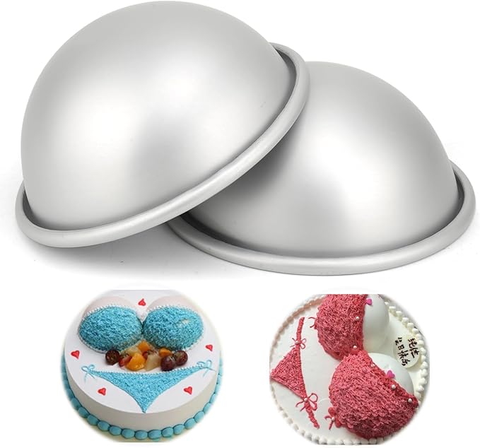 4 Inch Dome Cake Pan, 2 PCS Football, Hemisphere Cake Mold, 3D Soccer, Aluminum Cake Decorating Mold Nonstick Baking Tool