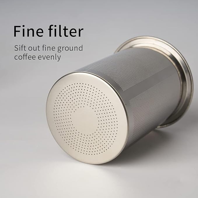 watchget Coffee Sifter, 500um Fine Mesh, Stainless Steel Ground Coffee Receiver, Precision Sieve Tool, Non-slip Base, Black