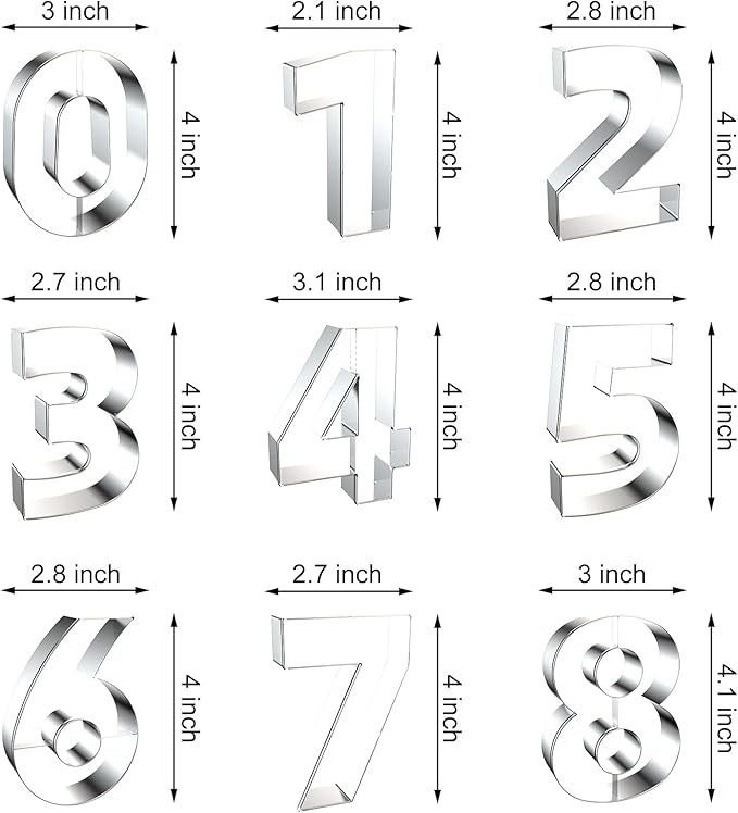 4 Inch Number Cookie Cutter Set - 9 Pcs Extra Large Xzhloym Cookie Cutters Shapes - Stainless Steel