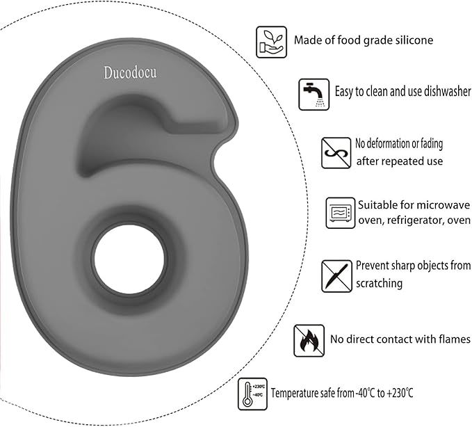 Ducodocu Silicone Number Cake Pan Large 3D Number Cake Mold Baking Forms Novel Cake Tins DIY Baking Mold for 6/60/9/90th Birthday Wedding Anniversary 10 inch Number of 6&0, 2 Pack