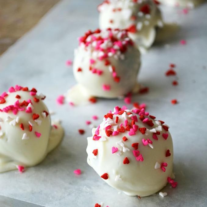 Heart Sprinkles Valentines Edible Sprinkle Mix Red White Heart Shapes Nonpareils Pastel Sprinkles for Cake Decorations Baking Ice Cream Cookies Cupcake Topper 6 Packs