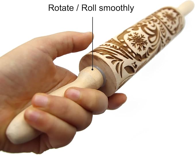 Embossed Wisteria 1 Rolling Pins - Patterned, Flower, Engraved, 3D for Wedding, Holiday, Christmas, Mother, Friends