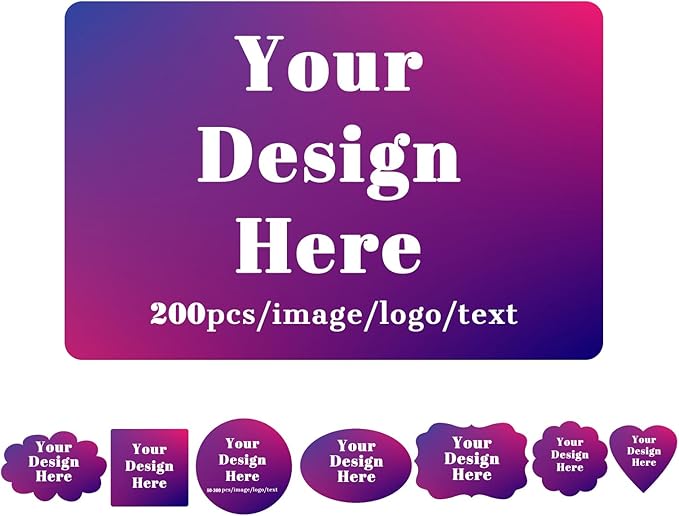 50-500 Pack Custom Stickers Personalized Labels, Customized Stickers with Any Image Logo and Text for Business Logo Thank You Labels,1",2",3", 4", 5",6"(Rectangle)