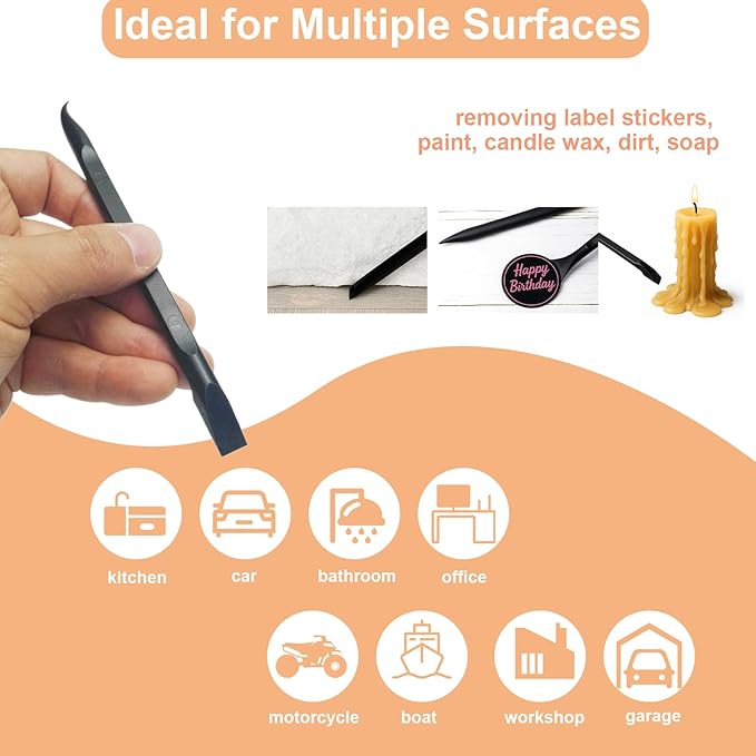 9 Pcs Plastic Multi-Purpose Scraper Tool,Dual-Ended Scraper Perfect for Cleaning in Kitchens,Bathrooms,and Cars.Remove Stickers, Labels and Dirt from Countertops,Floors,Sinks,Stoves