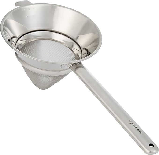 Restaurantware Chinois Strainer 1 Count 11.8" Stainless Steel Bouillon Cone with Extra Fine Mesh China Cap Strainer for Sauces, Stocks, Soups, Broths, Sifting, Sieving, Professional Kitchen Tools