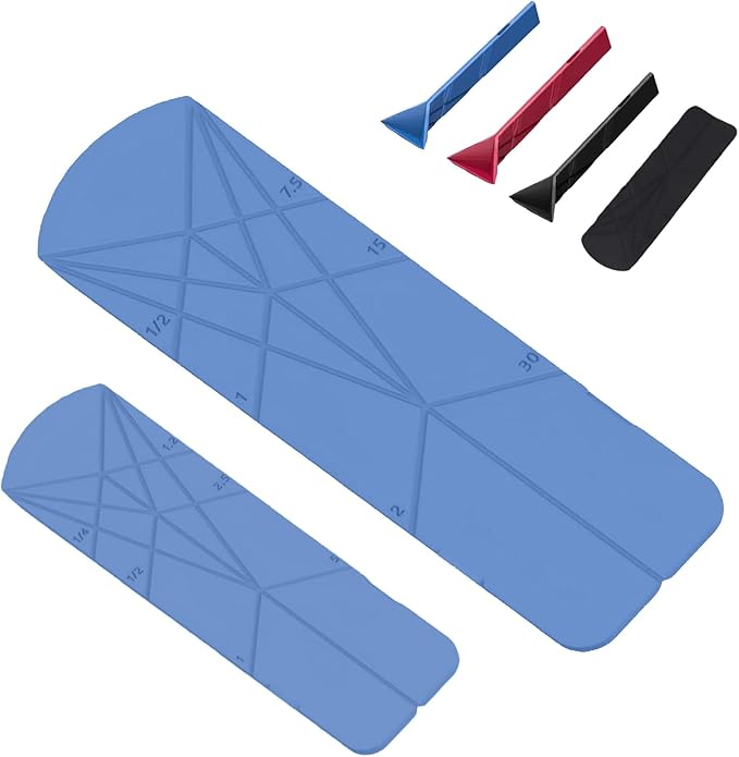 FLAT 3-IN-1 FOLDING MEASURING SPOONS | Magnetic Polygons Measuring Spoon,2 Spoons with 6 Different Sizes｜Space Saving, Nesting Design for Kitchen Storage｜Food Grade Silicone (Blue)