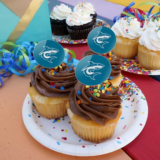Hawaii Pacific University Primary Logo Cupcake Picks Toppers Decoration Set of 6