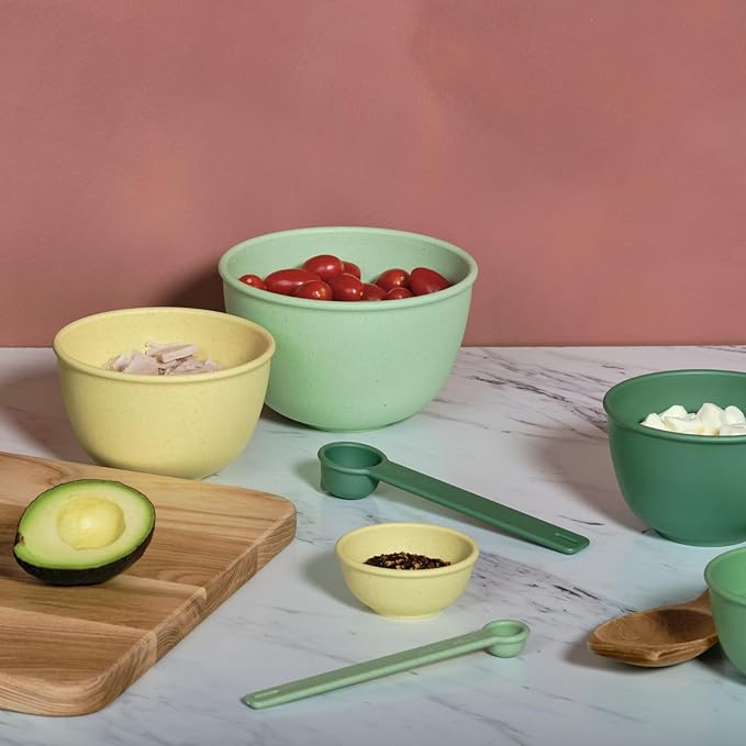 Bamboozle Astrik Mega Baking Bundle| 5 Piece Mixing Bowl Set | Measuring Cups and Spoons | Silicone Lid Set | Cooking and Meal Prep | Dishwasher Safe | Microwave Safe | Fresh Guacamole
