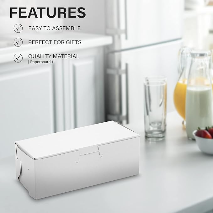 MT Products White Bakery Boxes No-Window 8" x 5.5" x 4" - Perfect Treat Boxes(Pack of 15) - Made in USA